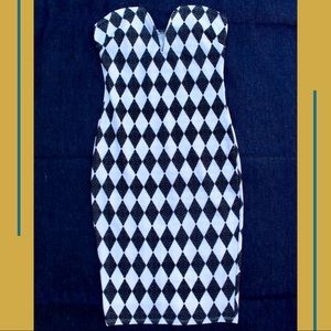 Black and White Fitted Dress